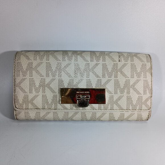 Michael Kors Callie Carryall Monogram Coated Canvas Clutch / Wallet - Picture 1 of 16